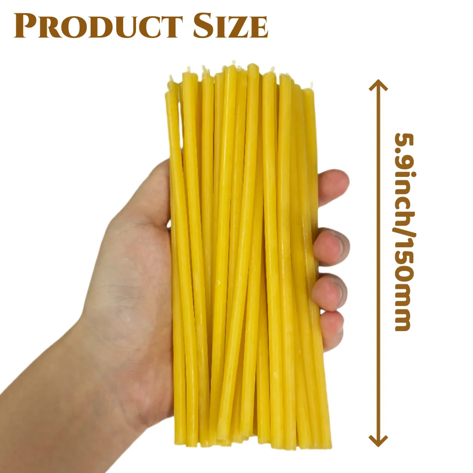 50-500PCS Beeswax Taper Candles Church Prayers Smokeless Honey Scent Candles Birthday Candles for Cake Christmas Home Dinner