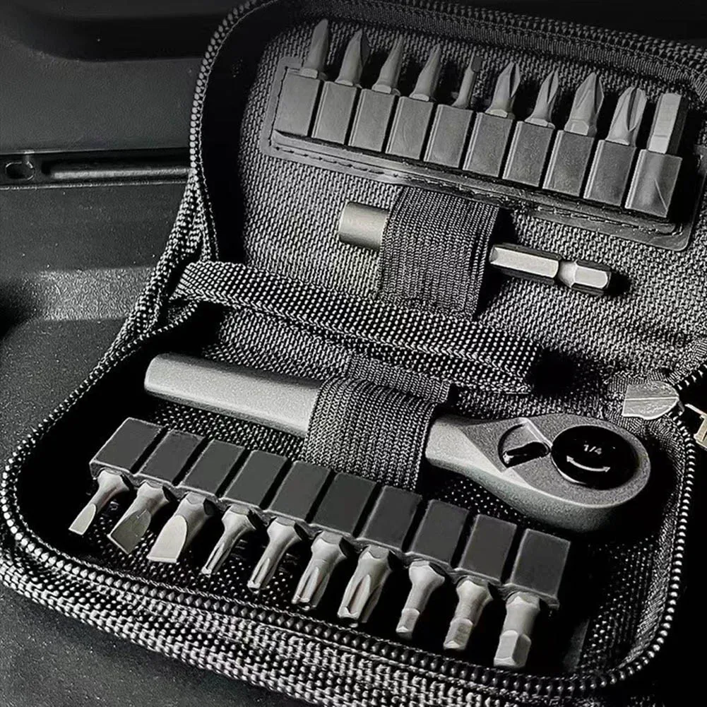 

Многофункциональный набор инструментов 22-в-1 с трещоткой для ремонта дома, гаража и электроники, с магнитным держателем для шурупов и ящиком для хранения