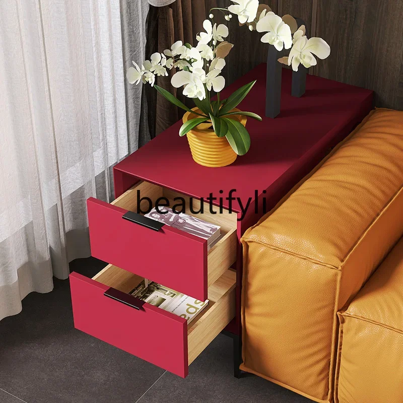 Sofa side cabinet Solid wood Nordic corner cabinet Modern living room small side table Coffee table Storage cabinet