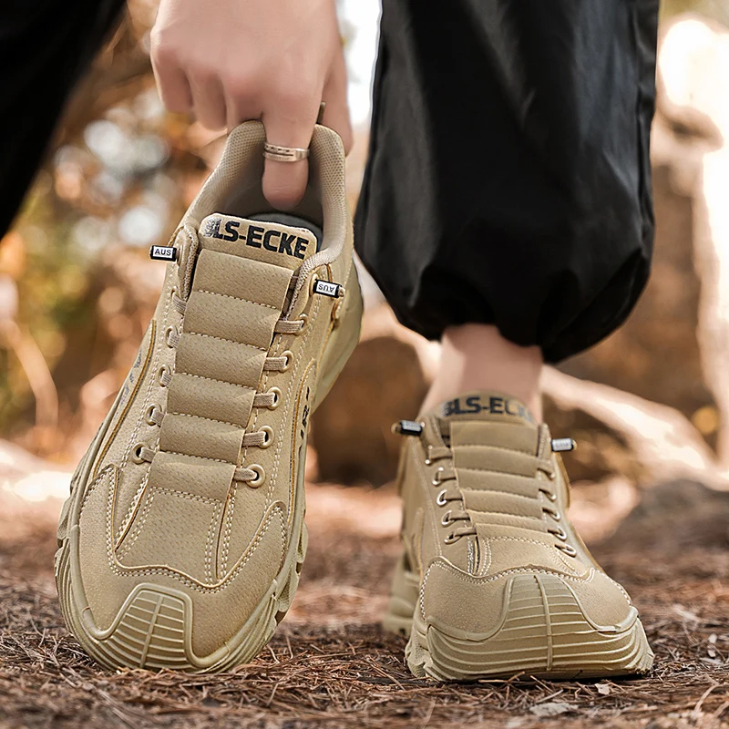 

Мужская рабочая обувь, новинка 2025, дышащая, нескользящая, износостойкая, с толстой подошвой, с защитой труда, повседневная спортивная обувь