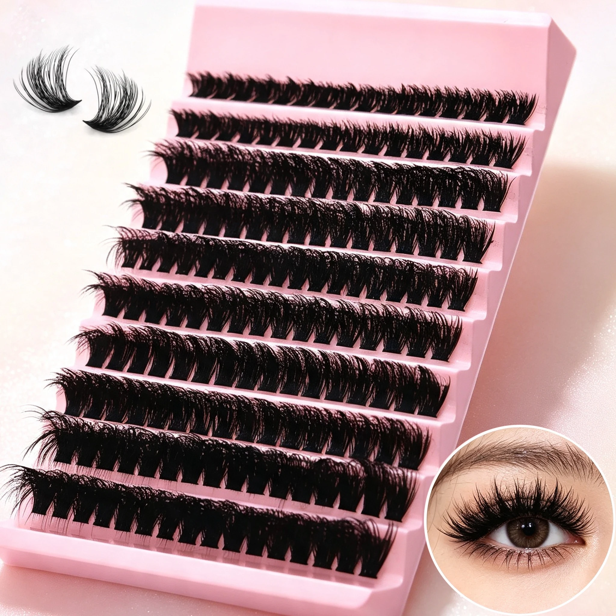 Flauschige Manga Cluster-Wimpern D-Curl Weiche, Luftige Wimpernverlängerungen DIY Wiederverwendbare Wimpern für den täglichen Gebrauch – Detail 1