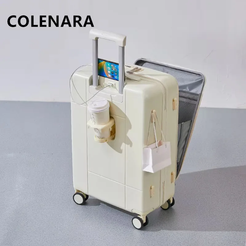 COLENARA Handheld Travel Suitcase Front Opening Boarding Box USB Charging Trolley Case 20