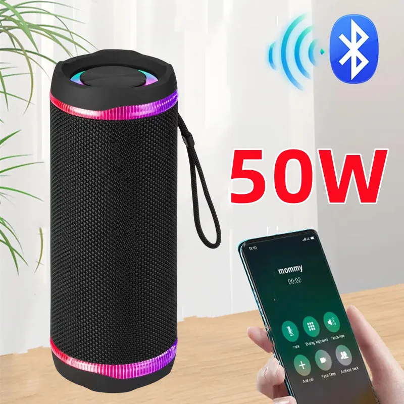 

50W High Power Wireless Bluetooth 5.0 Speaker Portable Outdoor Waterproof High-definition Sound Quality Support TF Card/USB/FM