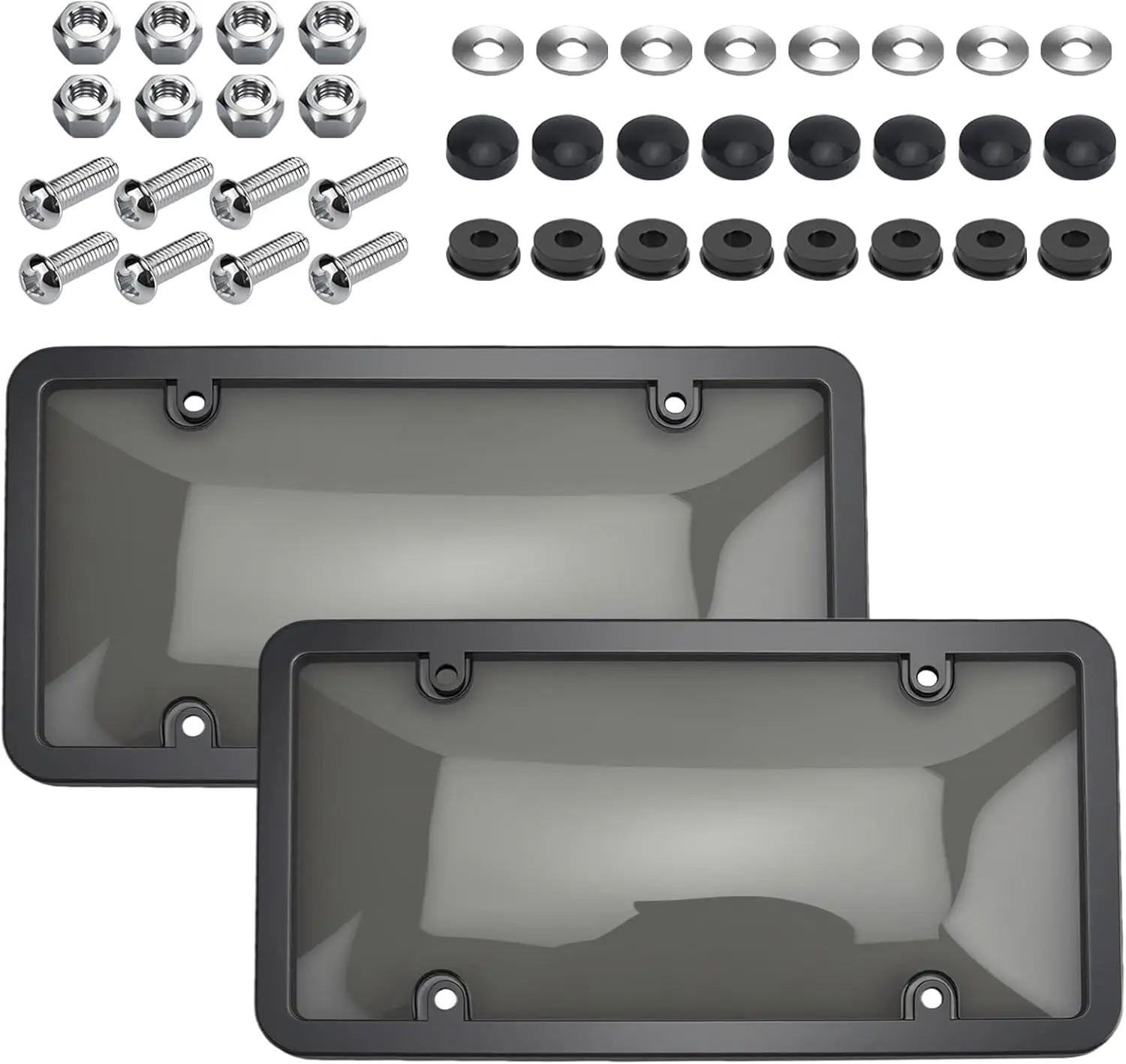 

2 Clear License Plate Covers with Screws, Rust-Proof Protectors for US Plates