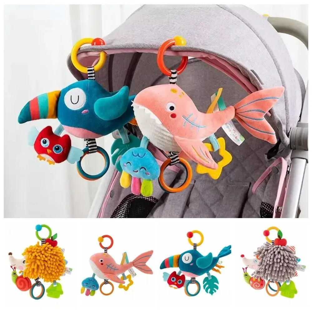 Brinquedos de pelúcia para berço de bebê, educação precoce, removível, infantil, macio, resistente ao desgaste, pendurado, brinquedos de animais de pelúcia para crianças