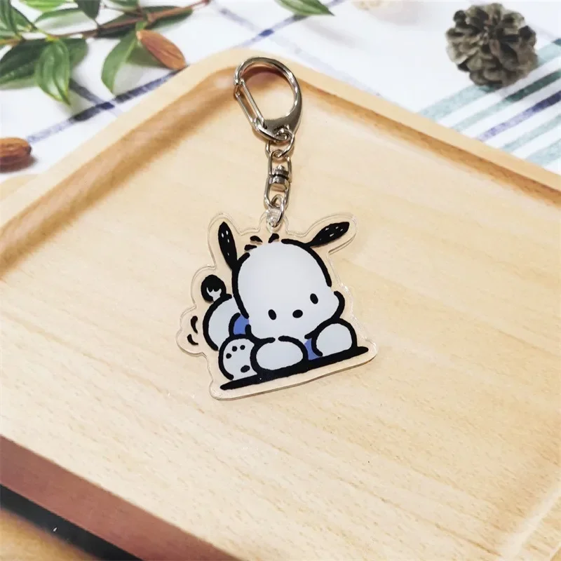 Sanrio Pochacco llavero de decoración, figura de acción de Anime, coches de juguete lindos, decoración de bolsa de escritorio, modelo Q, regalo de