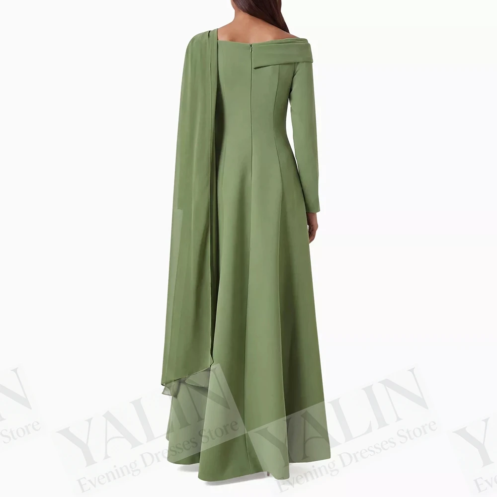 Women's A-line Evening Dresses Floor-length One-shoulder Full Sleeve Prom Dresses Fashion Sequined Flowers Customized Gowns