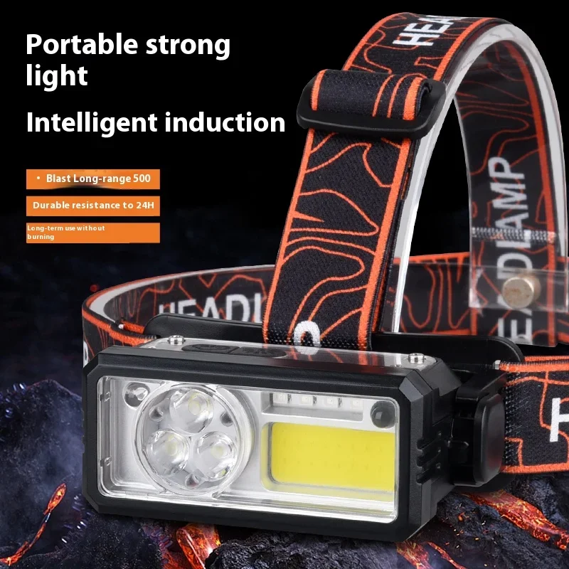 

D5 LED Headlamp 6-Modes Powerful Headlight Type-C Rechargeable 18650 Head Torch Built-in Battery Camping Fishing Working Lights