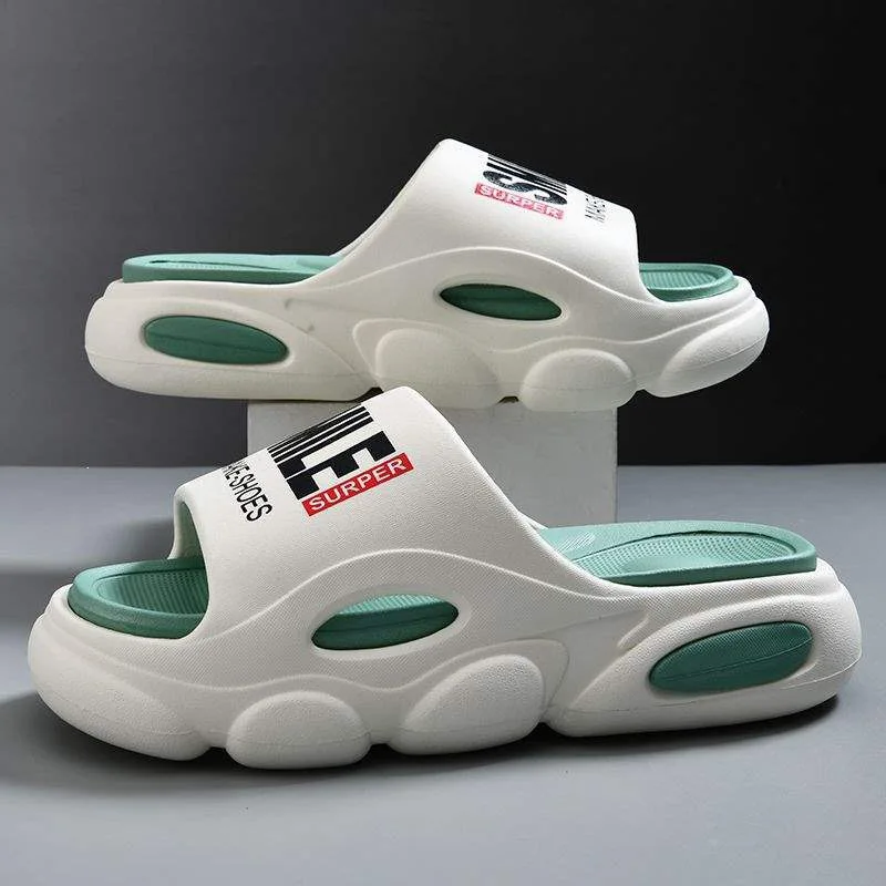 Men Thick Sole Summer Beach Slides Bathroom Anti Slip Slipper Soft Sandals Simplicity Ultra Light Letter Shoes Men Slippers image 6