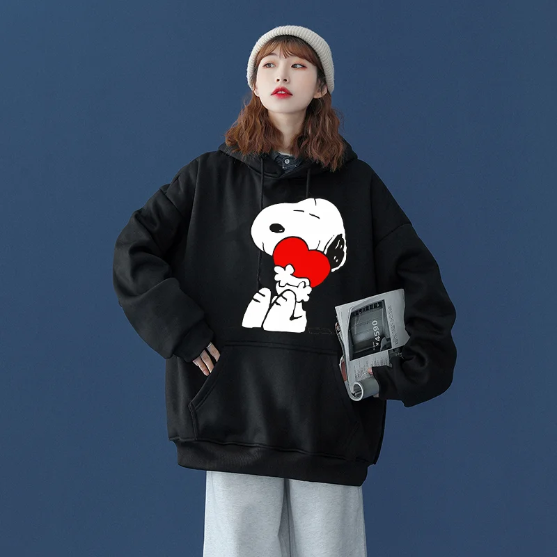 Popular cartoon character Snoopy Charlie Brown hooded hoodie for men and women, casual sports street hoodie for couples