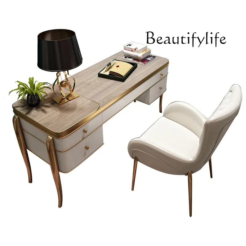 

Light Luxury Office Post-Modern Desk and Chair Simple Computer American Writing Desk Paint Study Bedroom