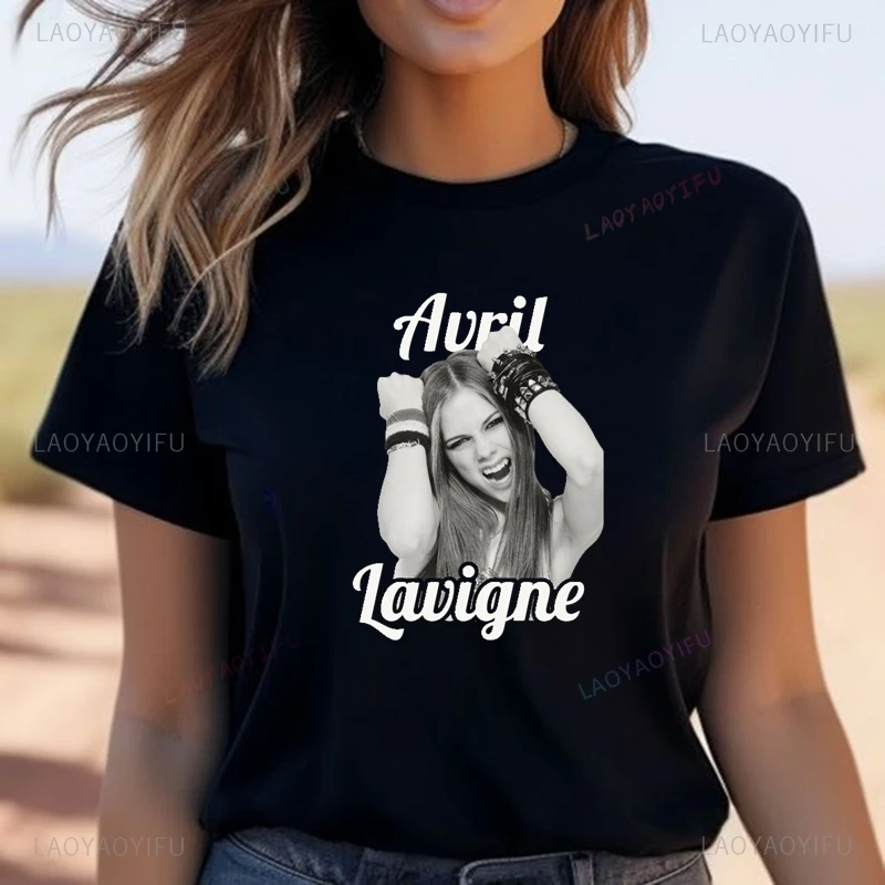 Famous Avril Ramona Lavigne Classic Poster Fashion Print Shirt for Women, New Casual Everyday Wear, Cotton T-shirt for Women