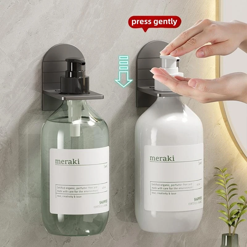 No-Punch Wall Vertical Storage Hanging Shelf Shower Gel Hand Sanitizer Holder Kitchen Wall Mounted Detergent Hanging Shelf