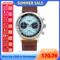 Sukness Pilot zegarek męski ST1906 ruchowy chronograf z wiatrem ręcznym zegarki na rękę szafirowe wodoodporne ręcznie nakręcany PowerReserve Luminous V2