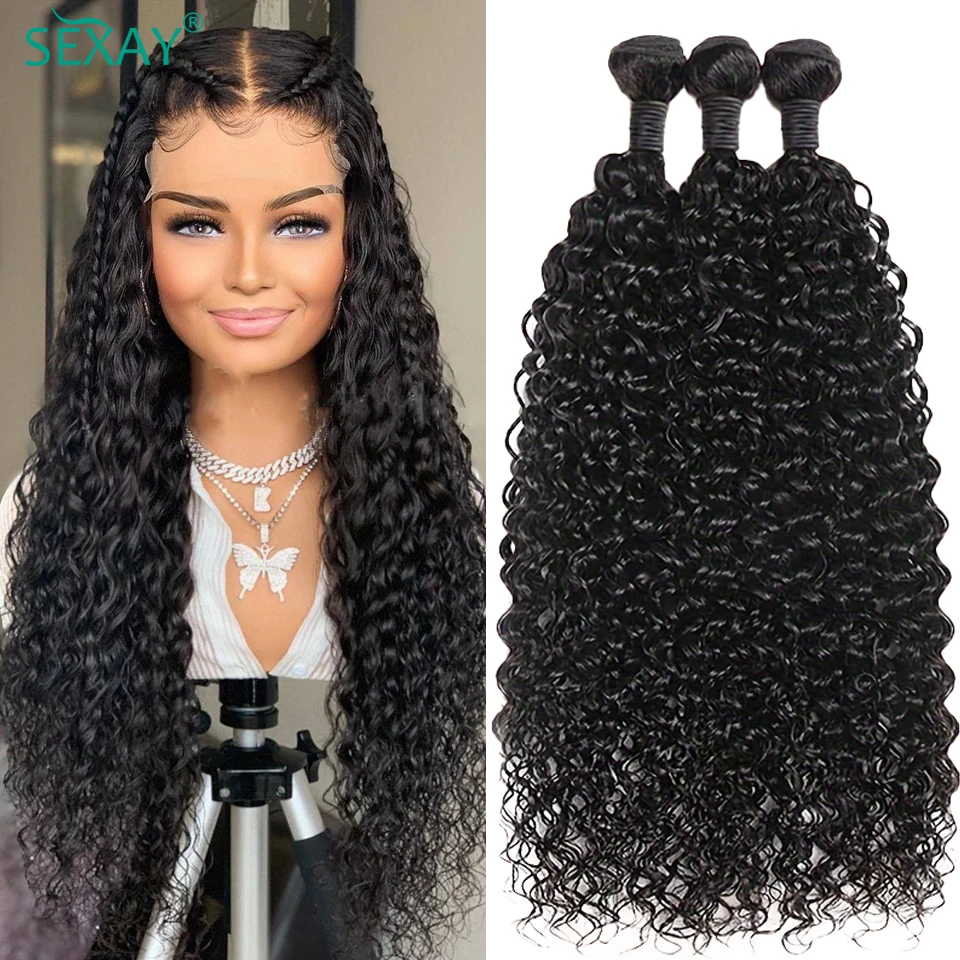 

28 30 Water Wave Unprocessed Virgin Human Hair Weave Bundles 1/2/3 Pcs Lot Brazilian Bouncy Ocean Wave Human Hair Extensions