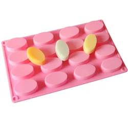 1 PCS Silicone Soap Molds 16 Cavities Ellipse Soap Mold DIY Handmade Silicone Baking Mold Moulds for Soap Making