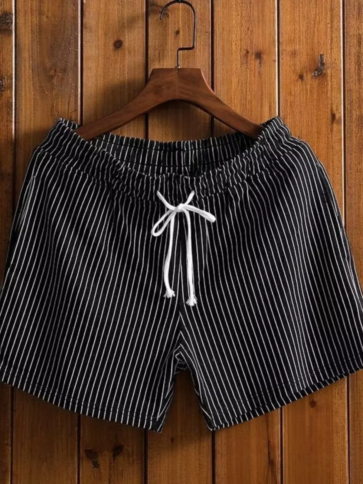 

High-End Summer Striped Casual orts Men's Indoor Home Straight Leg Tee-quarter Length Spor Comfortable Low Waist Pants