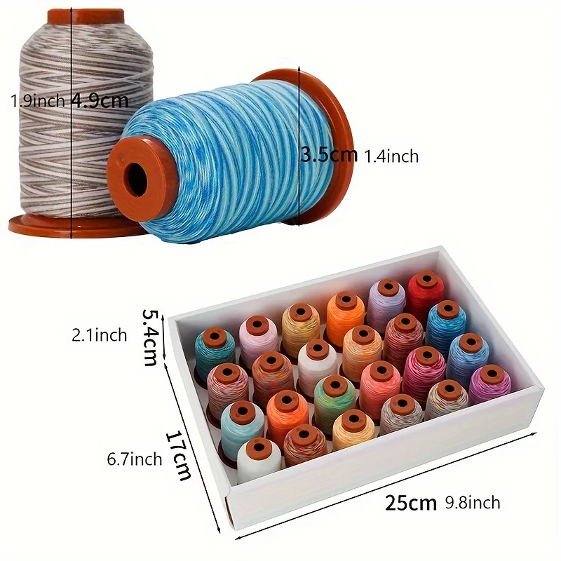 Rainbow Variegated Polyester Sewing Machine Thread Multi-Purpose 5000Y Each Spool for Quilting, Serger, Sewing and Embroidery 24