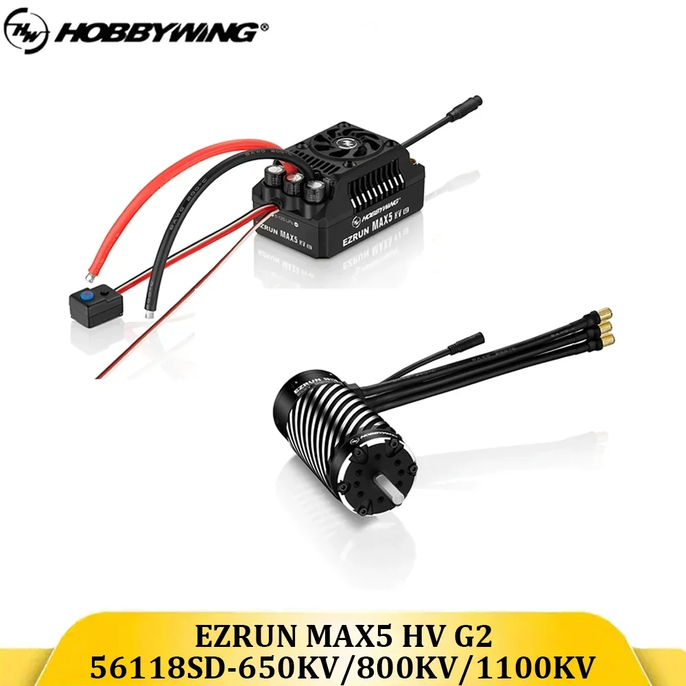 Hobbywing EZRUN MAX5 HV G2 250A 6-12S Sensored Brushless ESC w/ 56118SD 650KV/ 800KV/ 1100KV Brushless Motor For 1/5 Truck/ Car