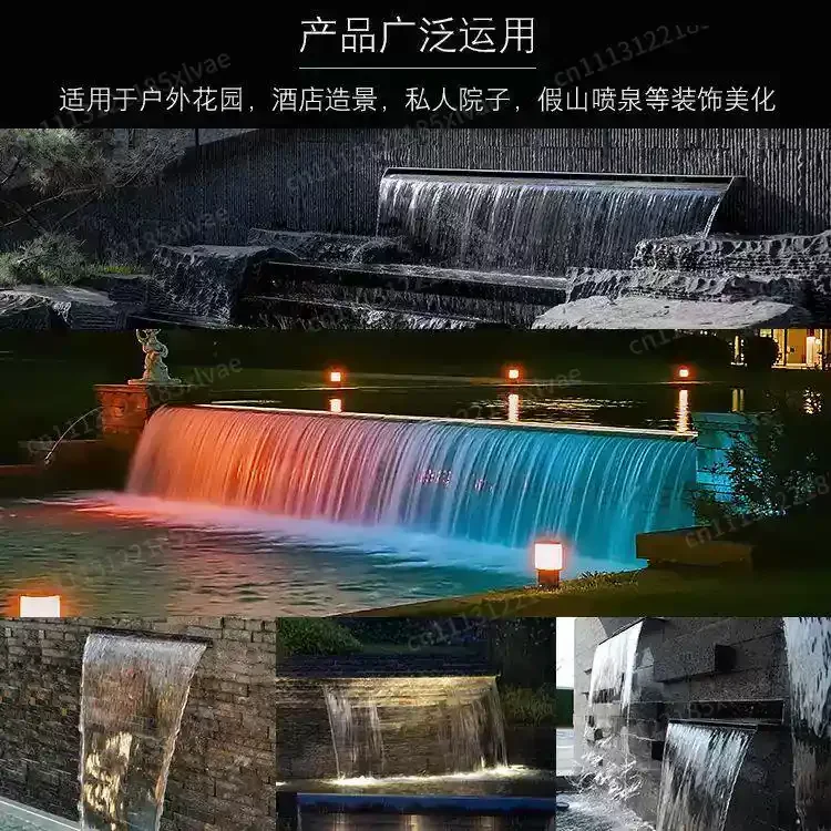 Clear Acrylic Waterfall Fountain, LED Water Blade Cascade for Pool, Spa and Garden Landscape