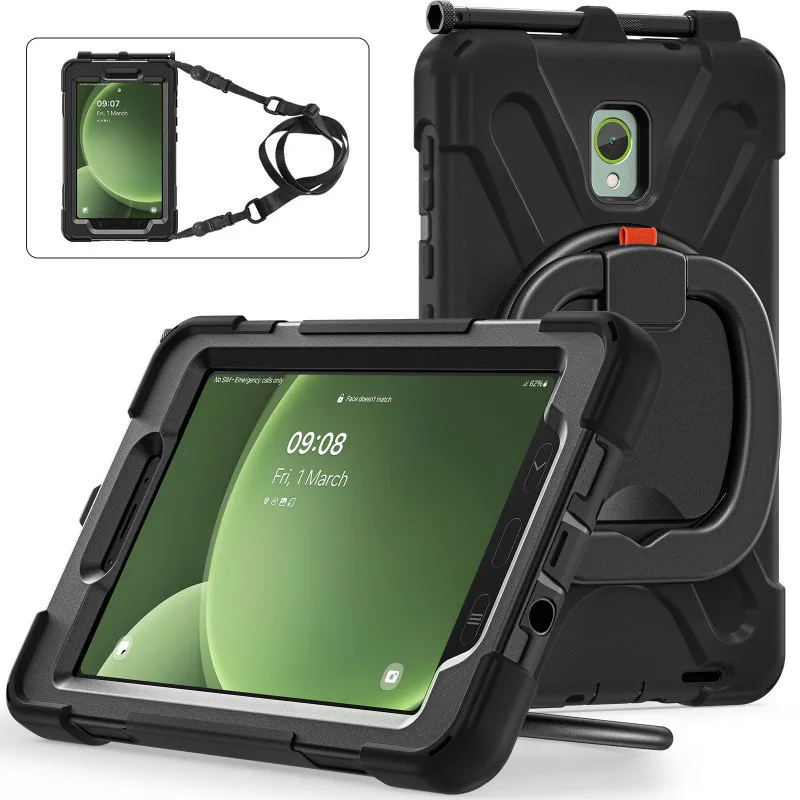 

Rugged Case for Samsung Galaxy Tab Active5 Active3, Shockproof Military Grade Cover with Hand Strap & Shoulder Strap, Pen Slot
