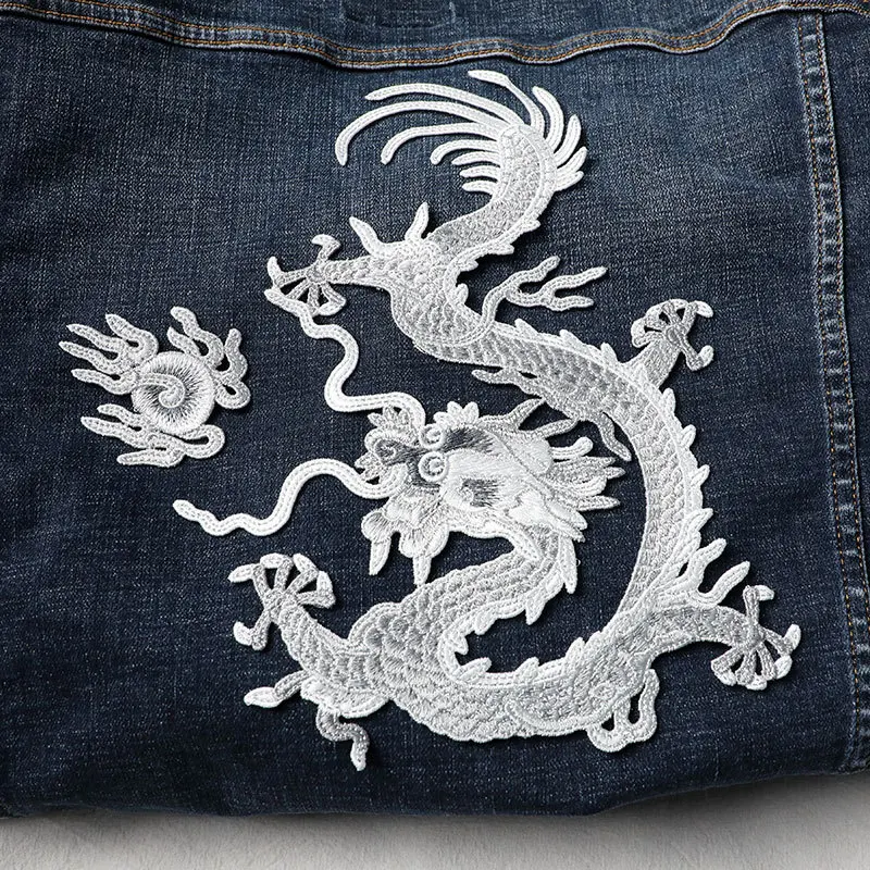 Chinese dragon pattern embroidery cloth diy large decorative patch stickers