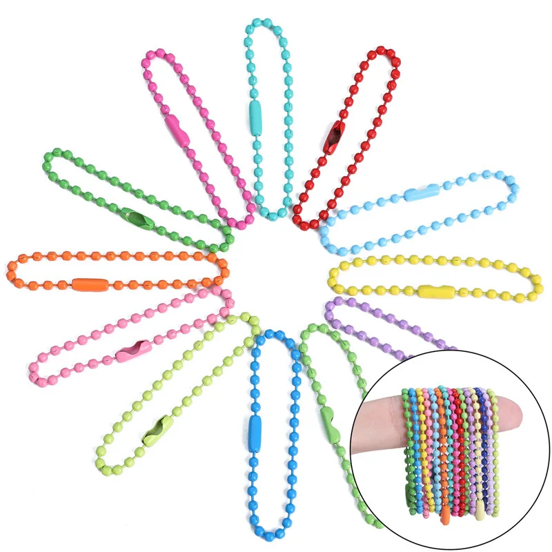 20-200 Stück/Los 10/12cm Bunte Kugelketten für DIY Schlüsselanhänger, Hundemarken, Etiketten, Schmuckherstellung, Zubehör – Detail 4