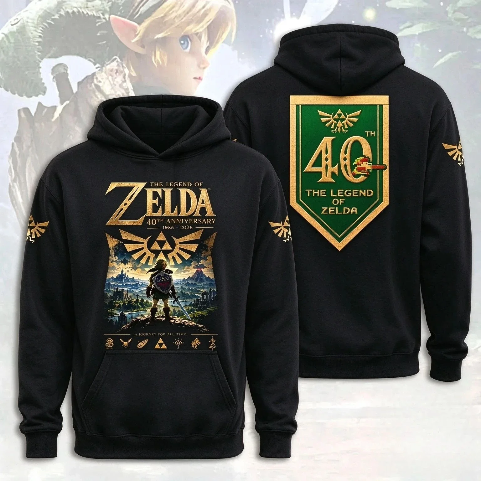 2026 Legend of Zelda 40th Hoodie Kids Adult Autumn/Winter Warm Comfortable Soft Hoodie Game Co Branded Pattern Street Clothing
