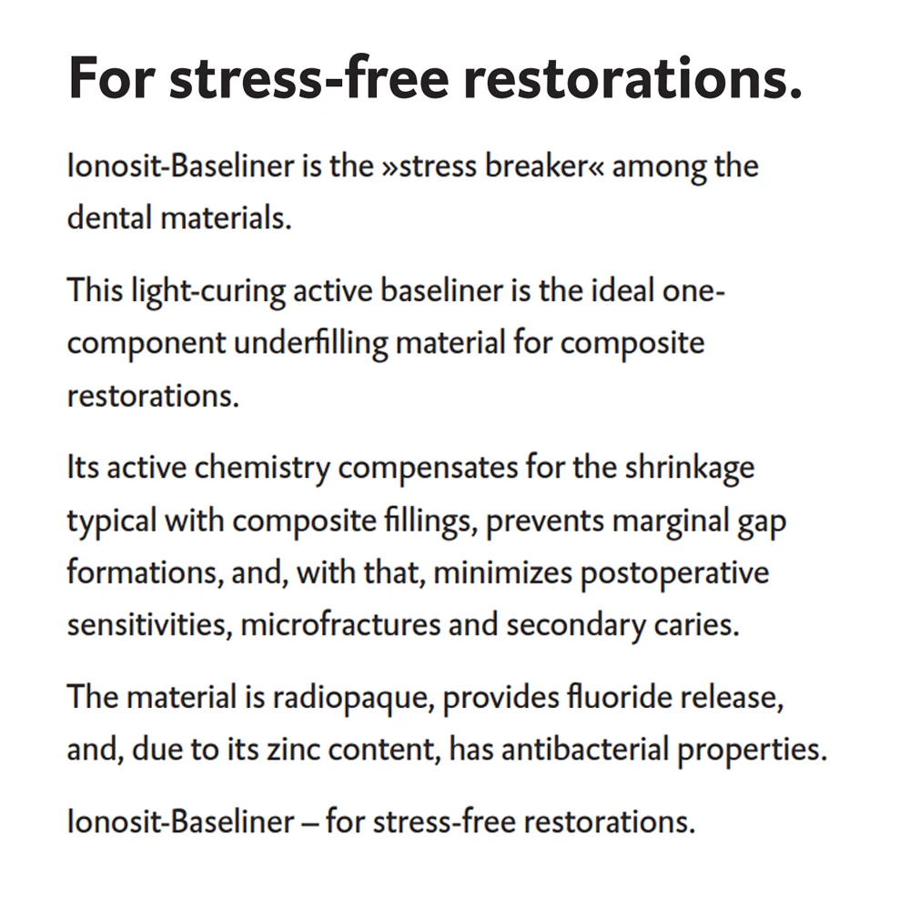 Ionosit Dental Base Liner Material DMG Baseliner 0.33x20 Composite Restoration Under Filling Protection Dentistry Clinic Product