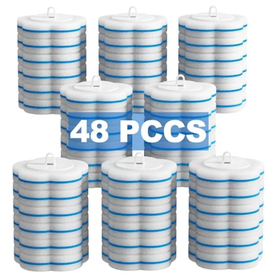 

48 Pack Disposable Toilet Wand Refills for Toilet Handle, 3-Layer Toilet Brush Replacement Heads, Hygienic Disposable Toilet Bo