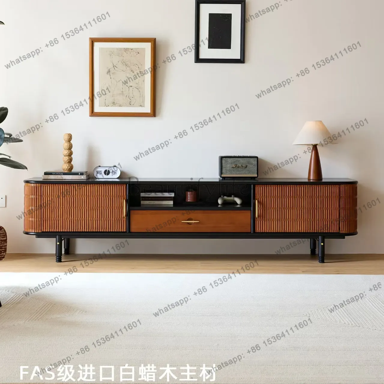 XX. Medium and ancient style solid wood TV cabinet, living room high-end small apartment locker