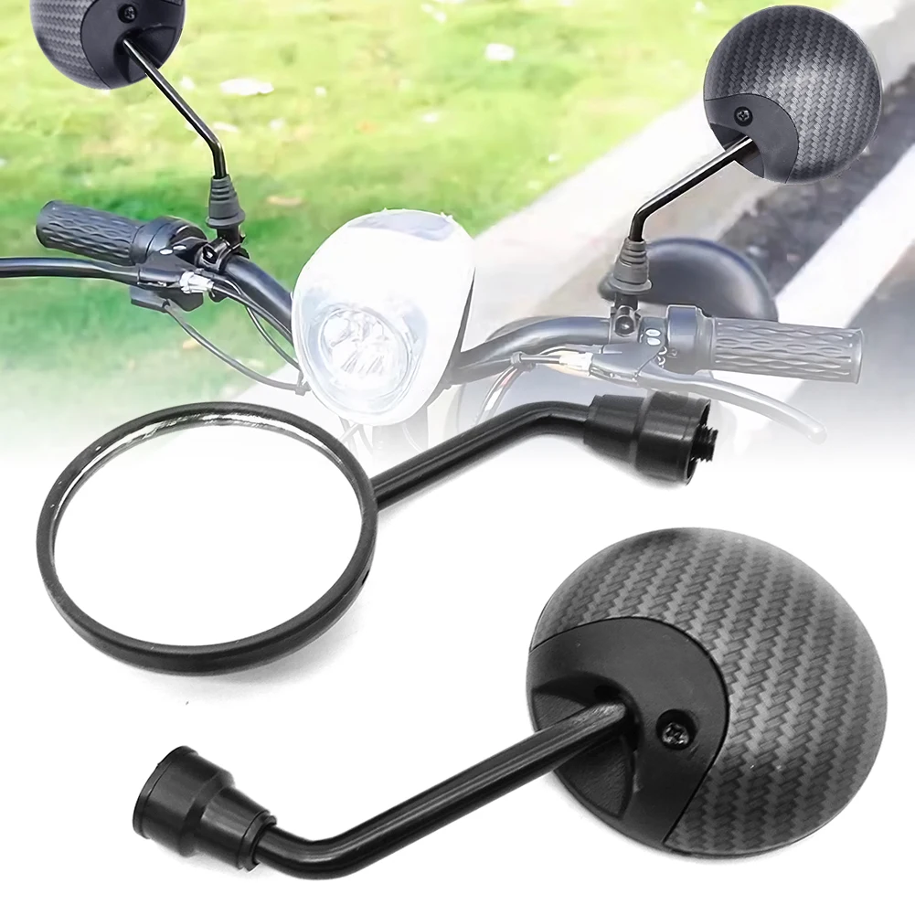 1pair Universal Motorcycle Rounded Side Back View Mirror Motorbike E-bike Scooter 10mm Rearview Mirrors