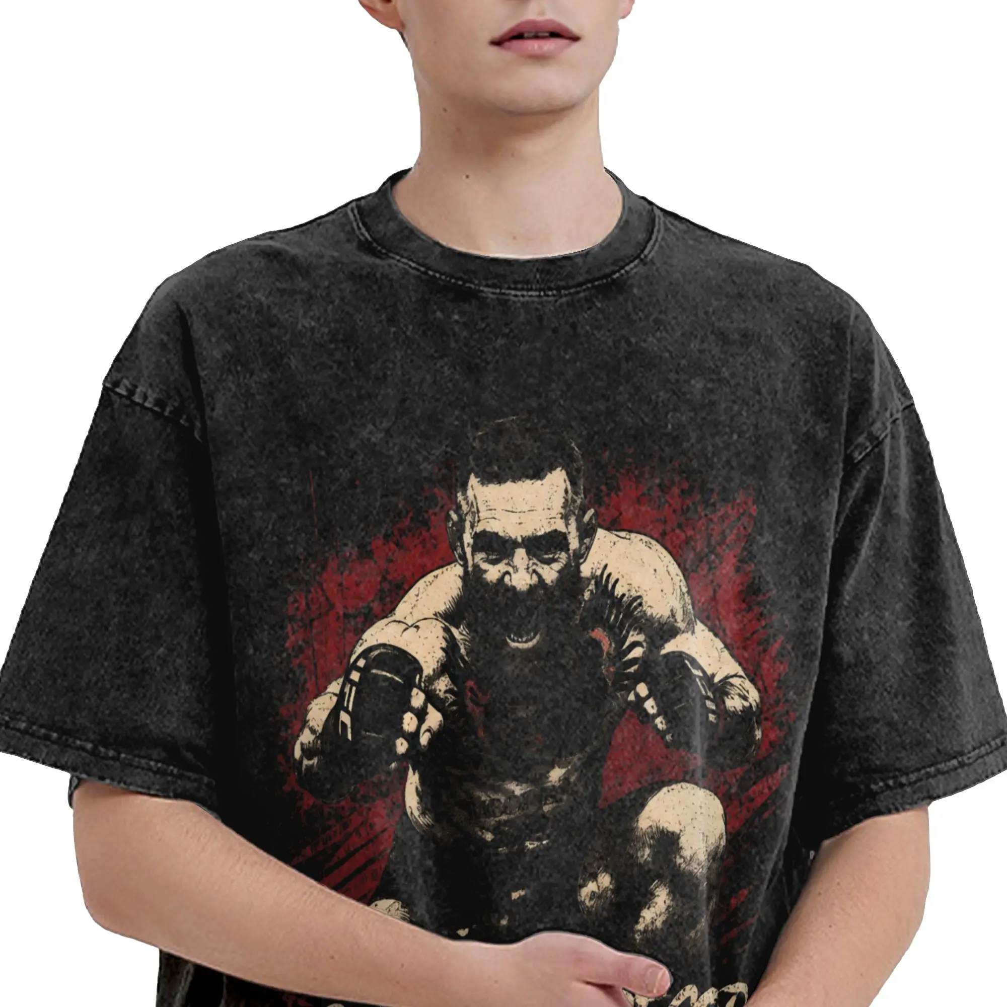 Connors Mcgregors Roaring Fighter T Shirt Hip Hop Washed Short Sleeve Oversize T-Shirt  Novelty Men Women Streetwear Summer Tees