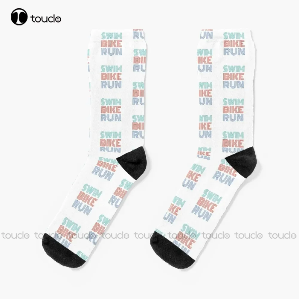 Nouveau un excellent cadeau de Triathlon pour votre ami ou la famille chaussettes chaussettes de football noires personnalisées chaussettes unisexes pour adultes