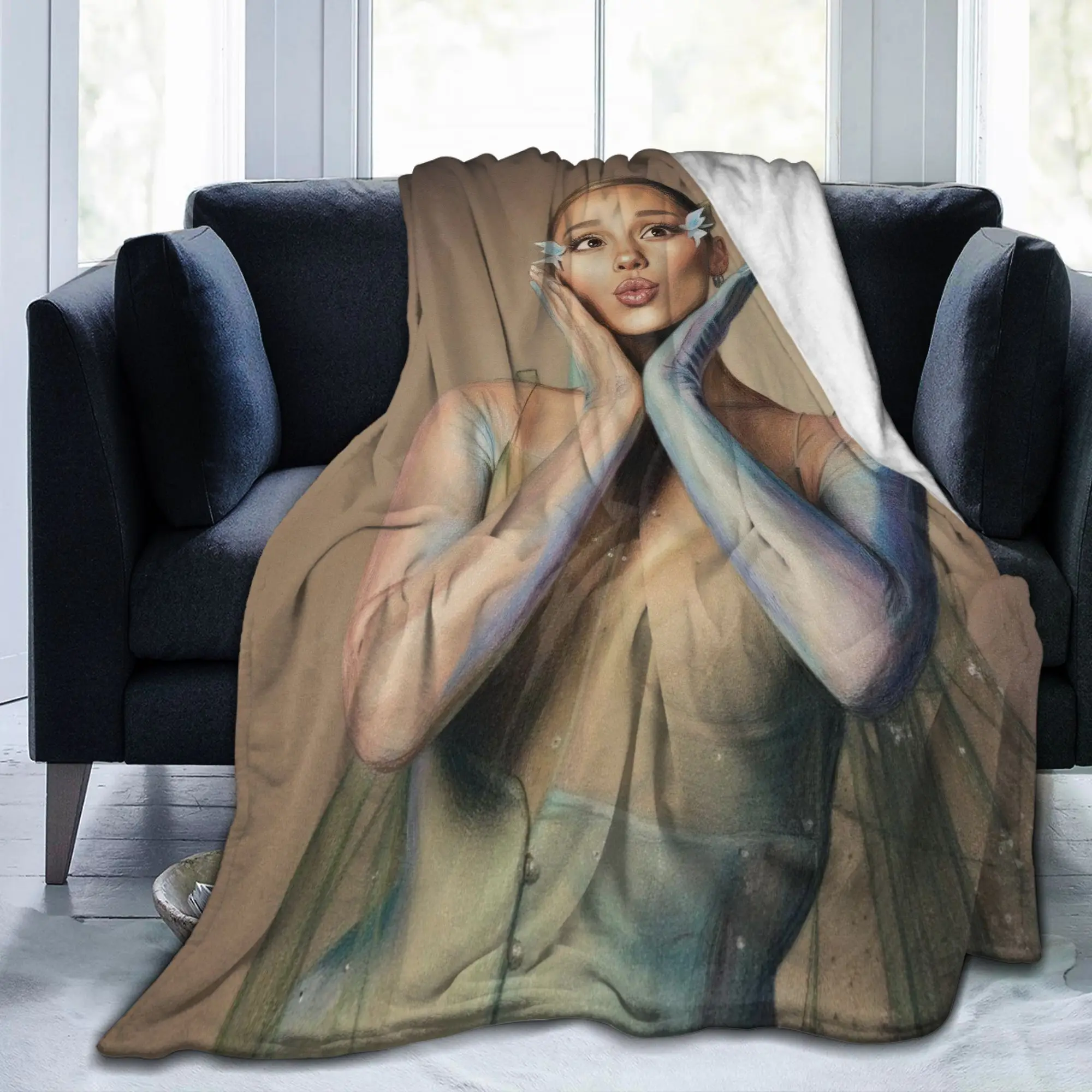 Arianas Pop Singer Grandes Novelty Blanket Cover Flannel Sunshine Soft Throw Blankets for Bedding Outdoor Breathable
