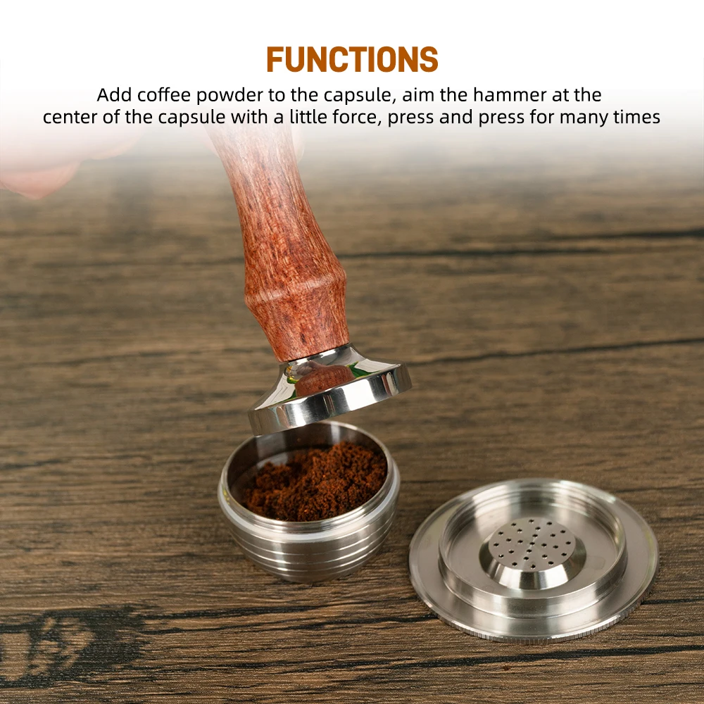 أداة ضغط القهوة المميزة بمقبض خشبي متوافق مع أغطية Illy K-cup Dolce Gusto Vertuoline