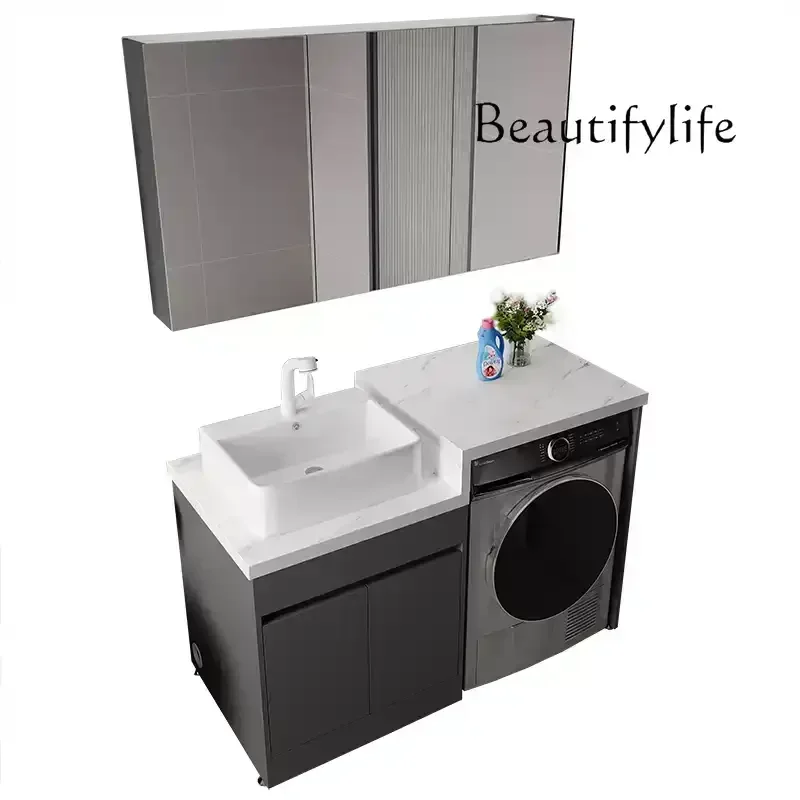 

bathroom accessories set On the platform basin rock slab balcony washing machine integrated cabinet combination sink washing sig