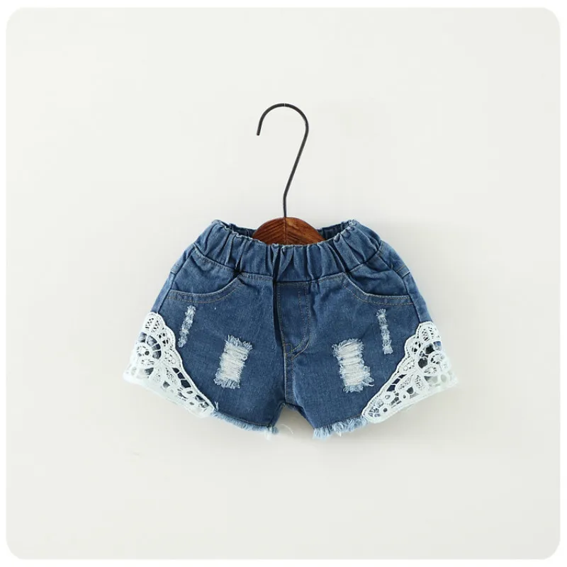 

Summer New Kids Girl Lace Short Jeans Pants Korean Girls Cowboy Hole Shorts Children Lace Shorts Pants Toddler Clothes 1-12Y