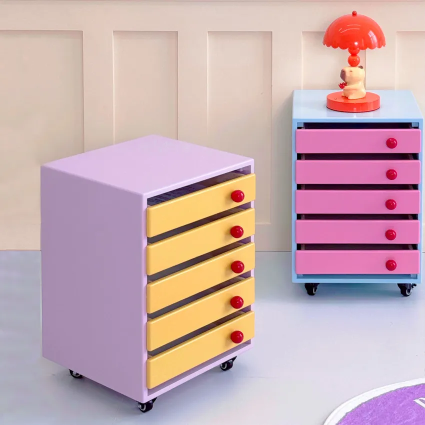 Bedside table, dopamine side cabinet, living room side few, colorful cream wind storage file cabinet