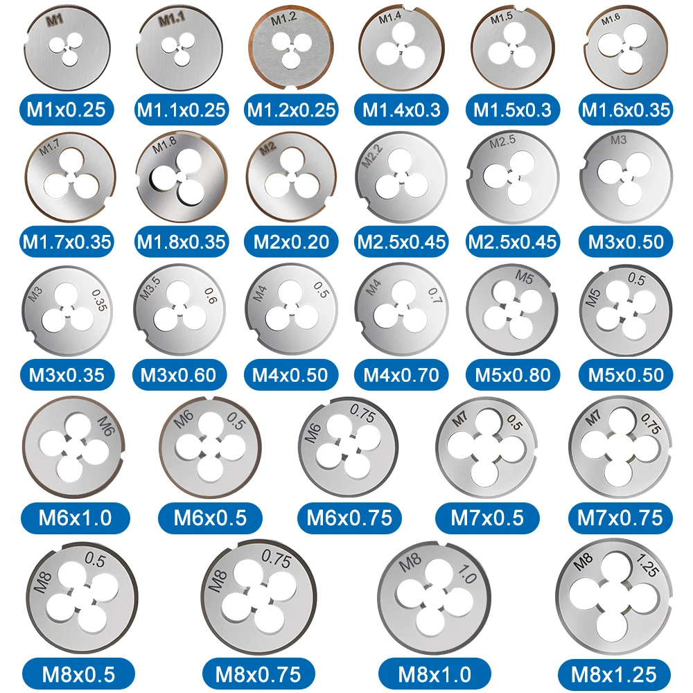 1pc Right Hand Thread Die M1 M2 M3 M4 M5 M6 M7 M8 M9 M10 M12 M14 M15 M16 M20 Alloy Steel Metric Thread Tool Metric Thread Die