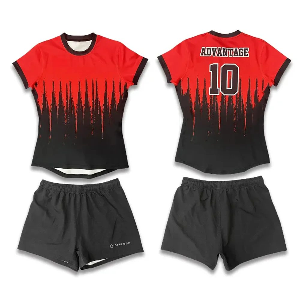 

2025 ADVANTAGE 10 Red-Black Tracksuit! Jersey + Shorts Set + ‘10’ Gold Embossed—Laser-Cut Ventilation for Unisex Sporty Vitality