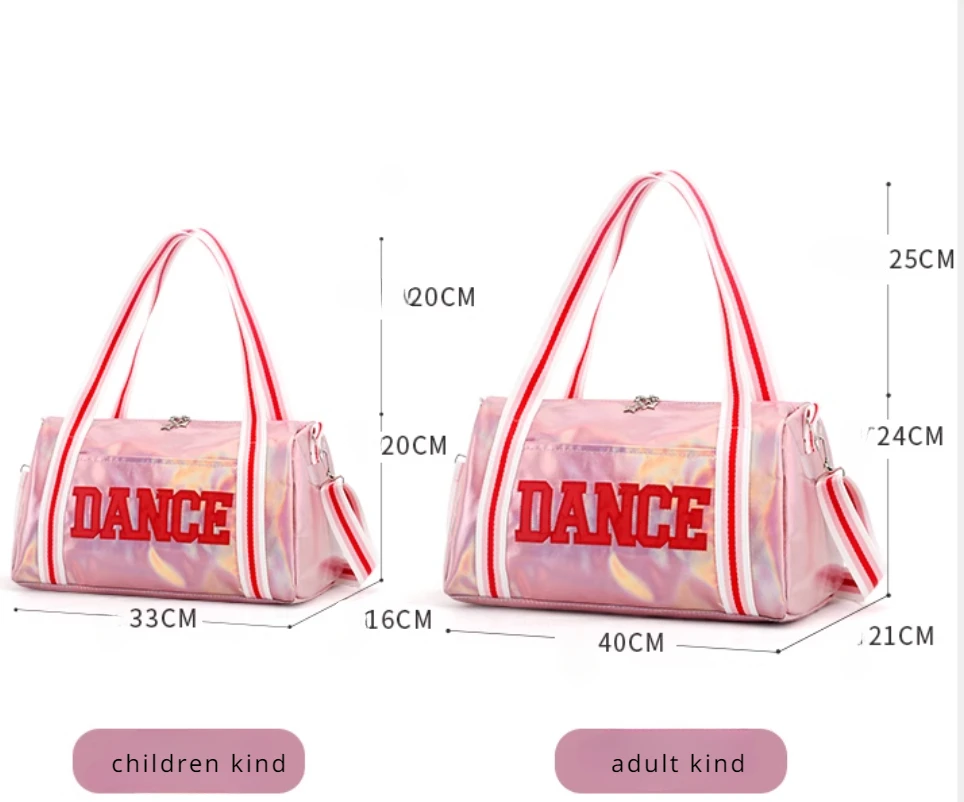 Ballet Bag For Girls pink/silver Laser shiny Gym Bags Rucksack Ballet Dance Bag Women Ballet Sports Dance Backpacks latin bags