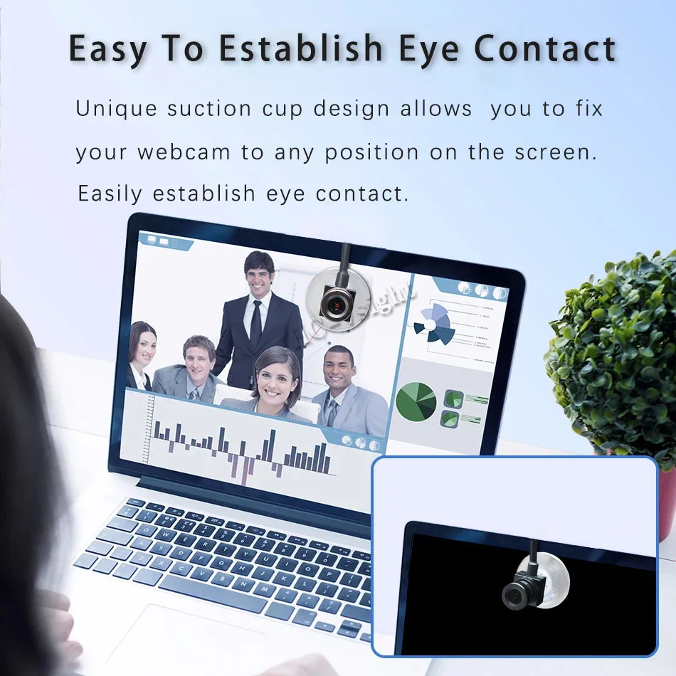 Eye Contact Webcam 1080P FHD, Middle-Screen Mounted Webcam with Mic, for PC/Laptop  Plug & Play USB Webcam for Zoom/Teams