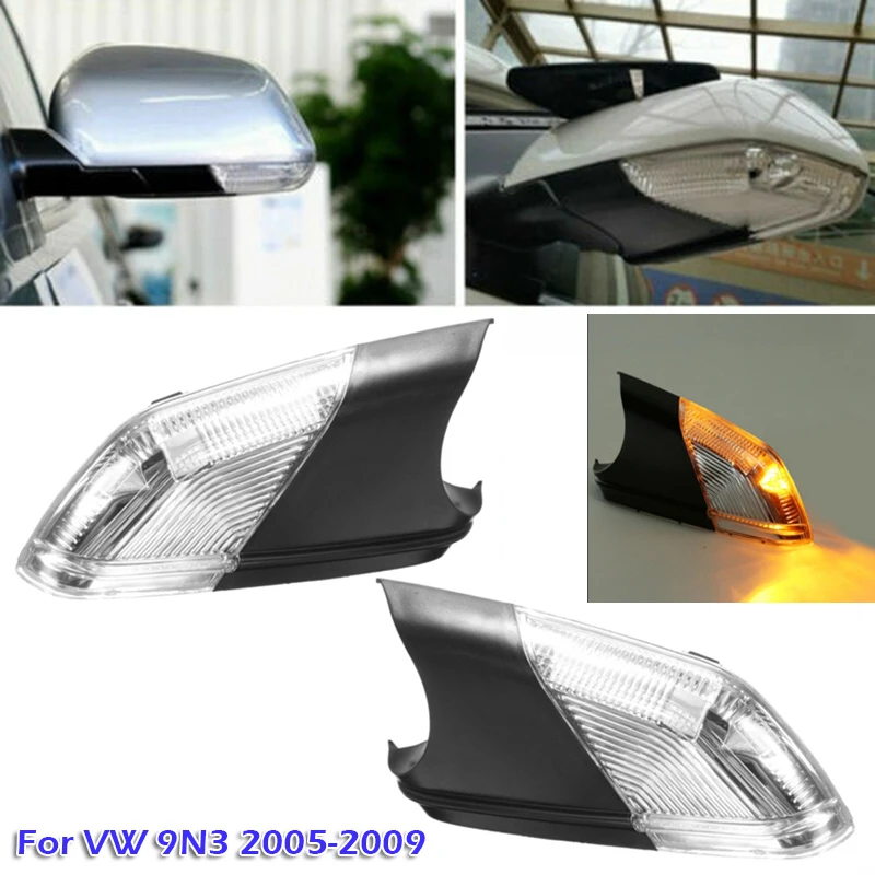 1/2szt Samochodowe lusterko wsteczne LED z kierunkowskazem dla VW 9N3 2005-2009