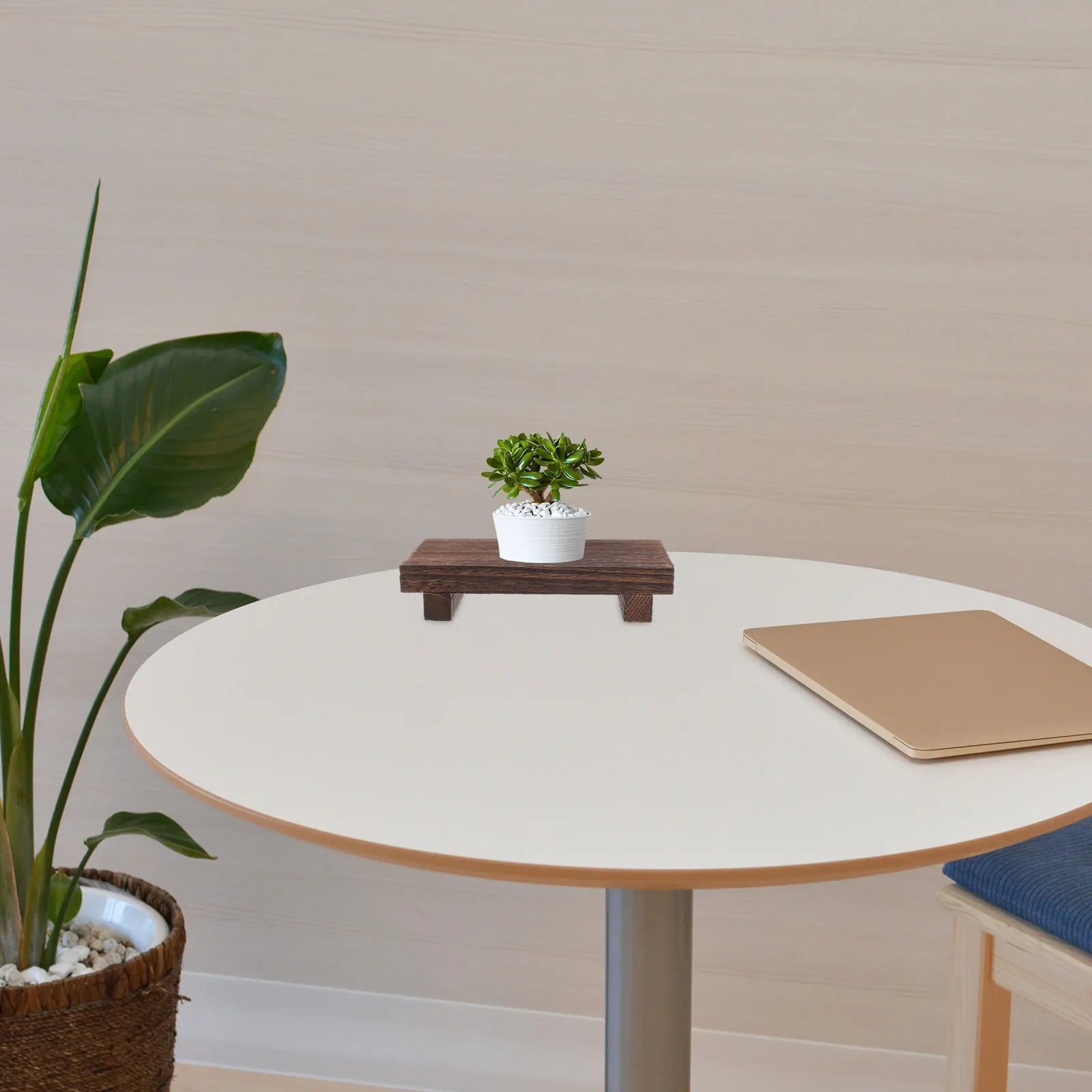 

1pc Wooden Pedestal Stand Small Bathroom Organizer Rustic Wood Tray For Plant Pot Display Farmhouse Decorative Tray Kitchen Sink