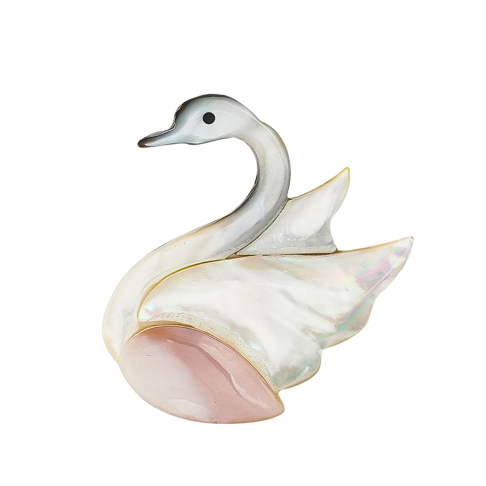 Natural Mother-of-Pearl Shell Swan Brooch Women\'s Elegant Animals Corsage Banquet Suit Badge Enamel Lapel Pin Fashion Accessory