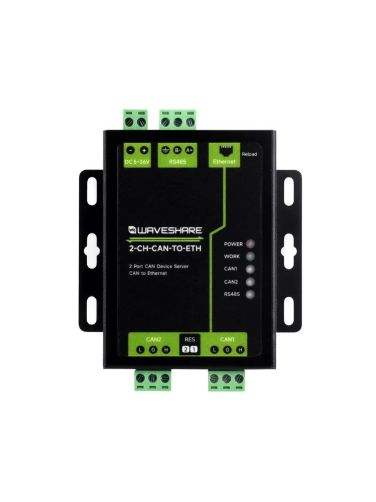 Industrial Grade 2-Ch CAN To Ethernet Server, 2-Ch CAN + RS485 + Ethernet Port, Supports CAN Repeater CAN To RS485, Dual SOCKET