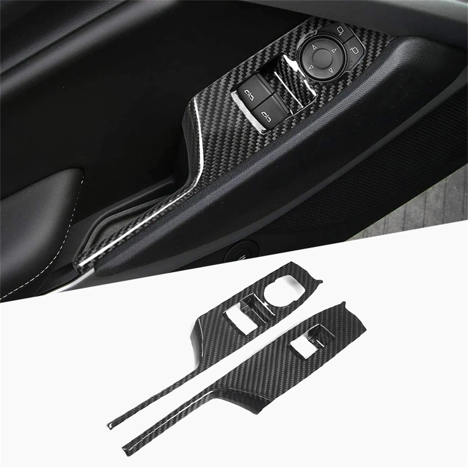 

Real Dry Carbon Fiber Interior Window Switch Button Control Panel Cover Trim Sticker For Chevrolet Camaro 2016-2024