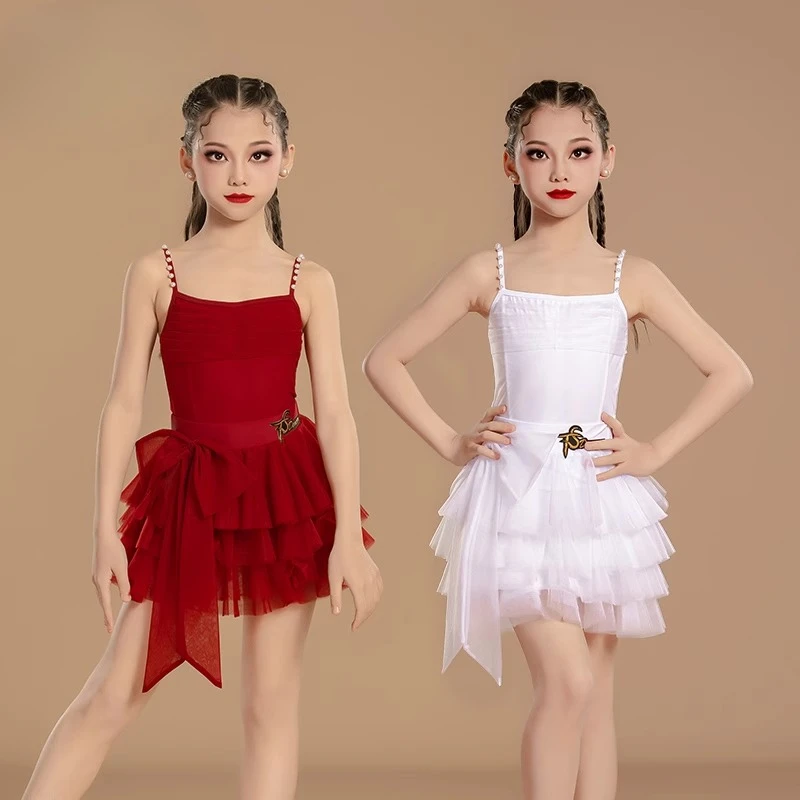 

New Latin dance costumes for girls, practice costumes, girls' two-piece halter class costumes, performance costumes