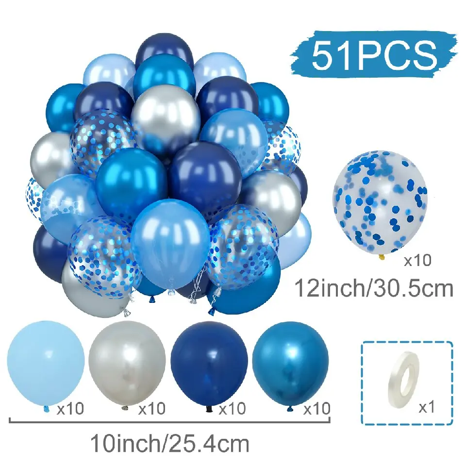 32 Stück 10 Zoll perlblaue metallische blaue Luftballons Latexballons Geburtstag, Hochzeit, Babyparty-Party-Dekorationen